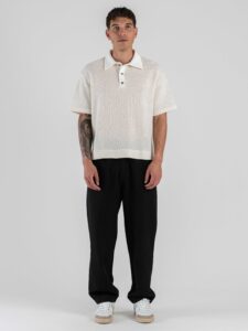IMPERIAL Polo a mezza manica over in cotone traforato TW28LBN Ecru (1)