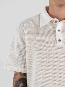 IMPERIAL Polo a mezza manica over in cotone traforato TW28LBN Ecru (3)