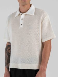 IMPERIAL Polo a mezza manica over in cotone traforato TW28LBN Ecru (4)