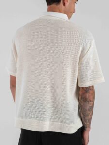 IMPERIAL Polo a mezza manica over in cotone traforato TW28LBN Ecru (5)