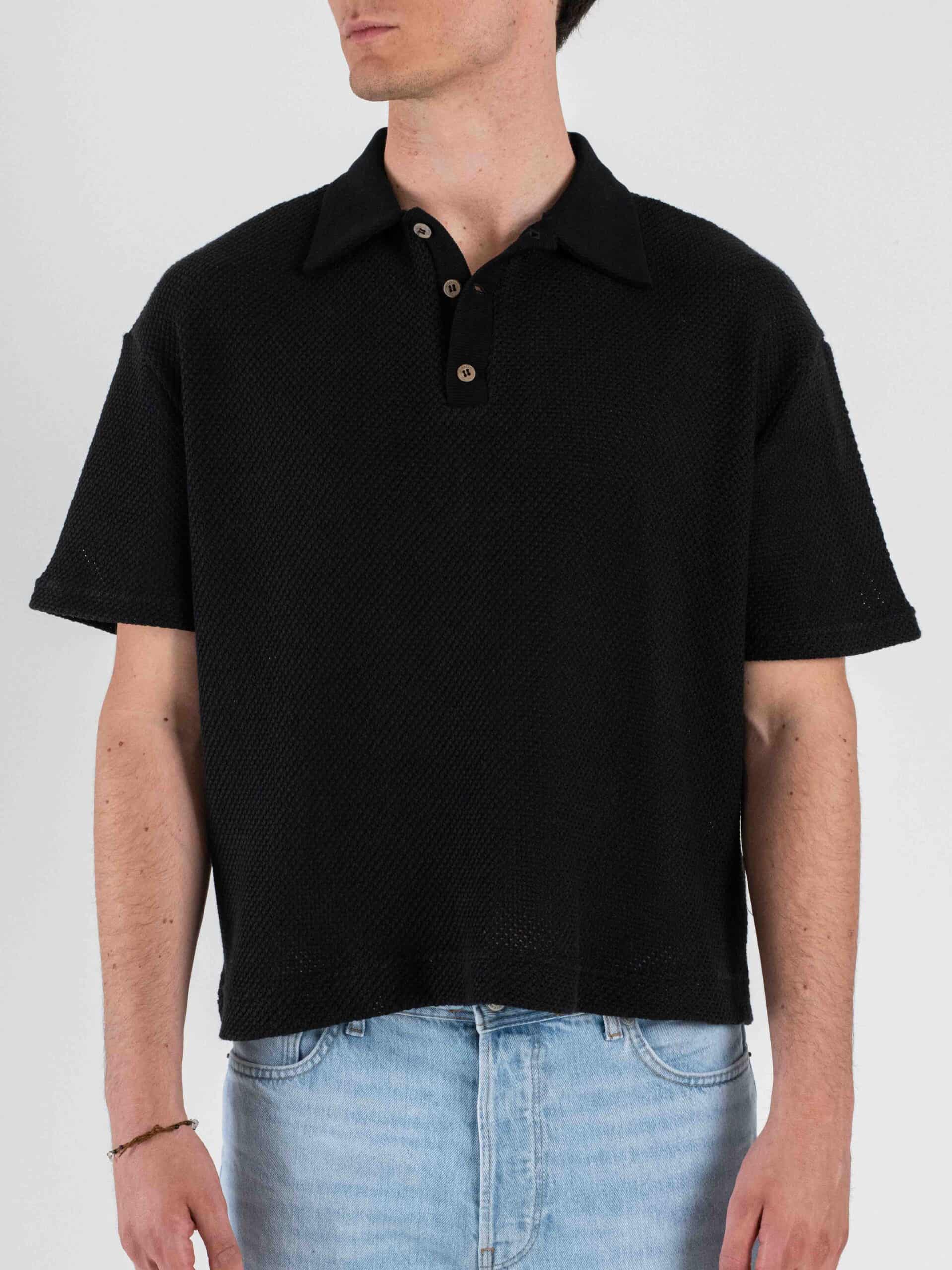 IMPERIAL Polo a mezza manica over in cotone traforato TW28LBN Nero