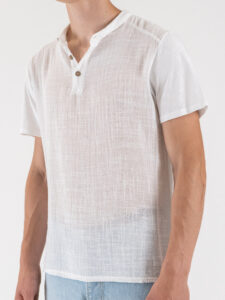 IMPERIAL T-shirt serafino in cotone con bottoni T84063P007 Bianco (2)