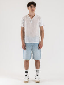 IMPERIAL T-shirt serafino in cotone con bottoni T84063P007 Bianco (4)