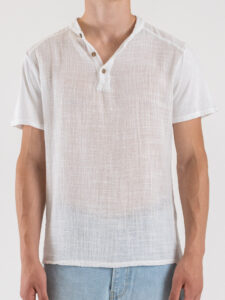 IMPERIAL T-shirt serafino in cotone con bottoni T84063P007 Bianco (5)