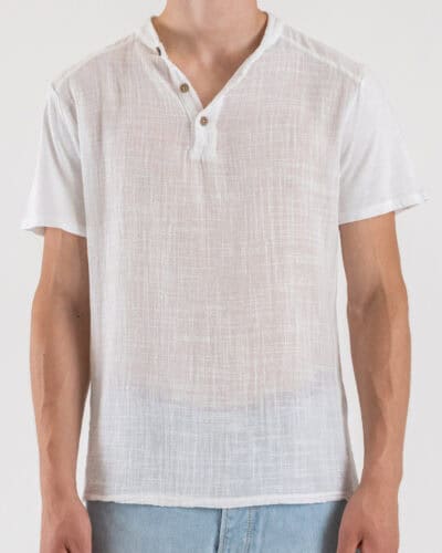 IMPERIAL T-shirt serafino in cotone con bottoni T84063P007 Bianco