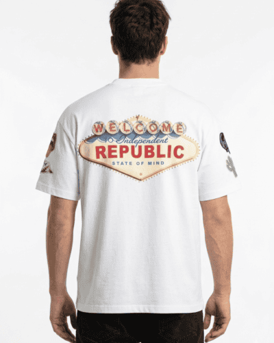 INDEPENDENT REPUBLIC T-shirt boxy fit con stampa STATE OF MIND Bianco