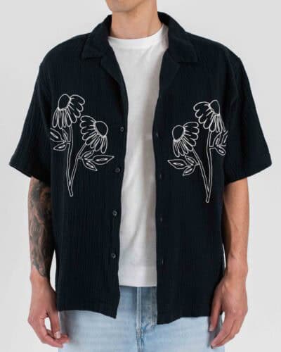 ONLY&SONS Camicia a mezza manica ricamata JACKSON 22037207 Black Bone White