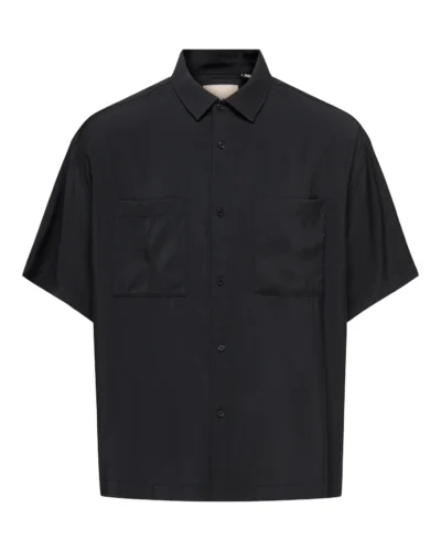 ONLY&SONS Camicia boxy fit a M/M in tessuto modal con tasche frontali FADE 22037292 Jet Black