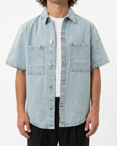 ONLY&SONS Camicia/Giacchetta over in cotone a M/M con tasche frontali ALP 22036036 Medium Blue Den/Tinted
