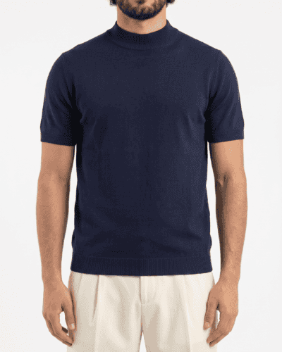 T-shirt regular in maglia a m/m MT922 Blu