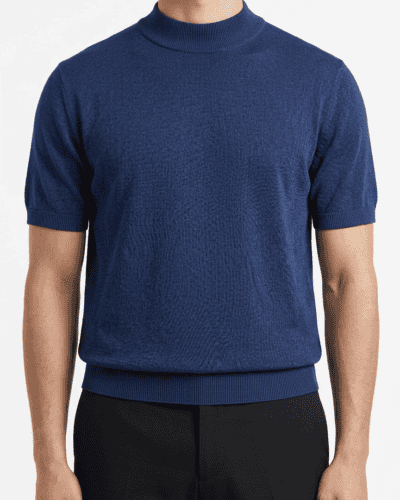 T-shirt regular in maglia a m/m MT922 Blu