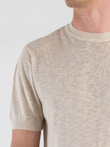 T-shirt regular in maglia di filo a mm MD829 Beige (3)