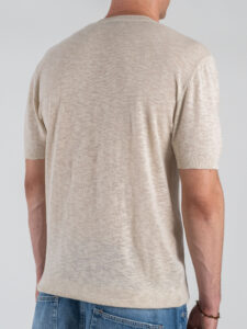 T-shirt regular in maglia di filo a mm MD829 Beige (5)