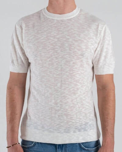 T-shirt regular in maglia di filo a m/m MD829 White