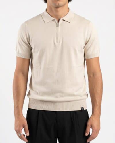 TELAMIRA Polo in viscosa a M/M con colletto e zip WTM06070 Beige