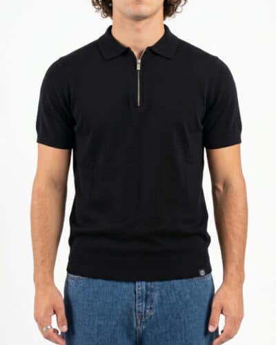 TELAMIRA Polo in viscosa a M/M con colletto e zip WTM06070 Nero