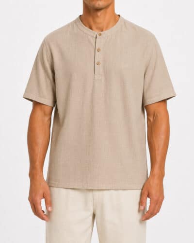 IMPERIAL T-shirt serafino in cotone con bottoni T84063P007 Beige
