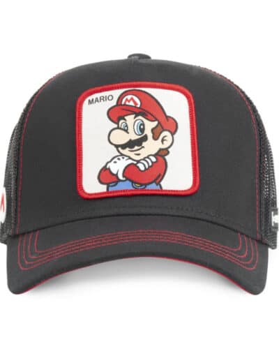 CAPSLAB Cappellino nero con patch bianca SUPER MARIO