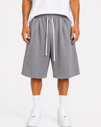 Jorts baggy in felpa con coulisse B2613 Grigio
