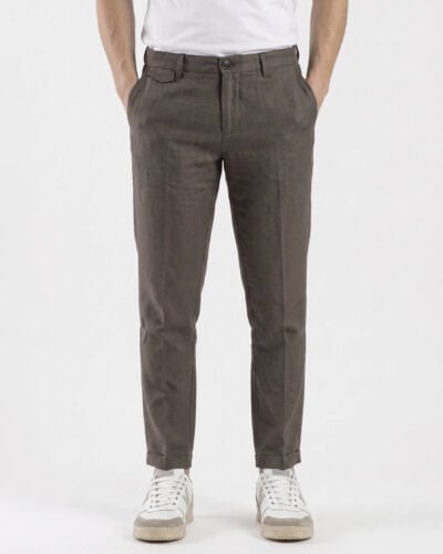 GIANNI LUPO Pantalone da abito regular in lino GL01OBD Coffee