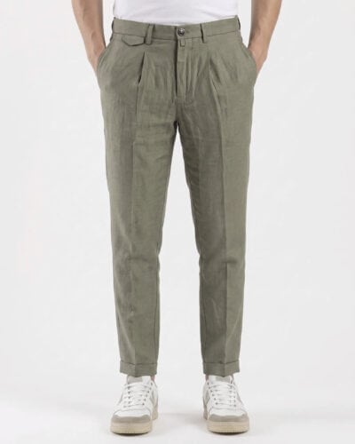 GIANNI LUPO Pantalone da abito regular in lino GL01OBD Militare