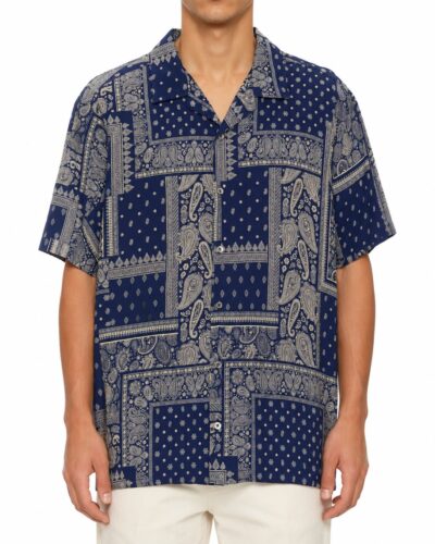 IMPERIAL Camicia over a mezza manica da coordinato in fantasia bandana C8726314CA Denim