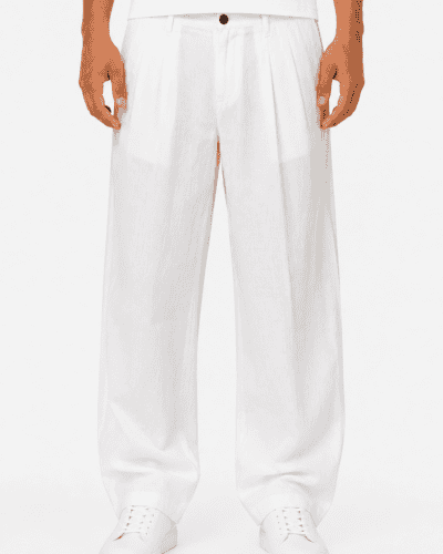 IMPERIAL Pantalone baggy in lino PD3MLSJ Bianco
