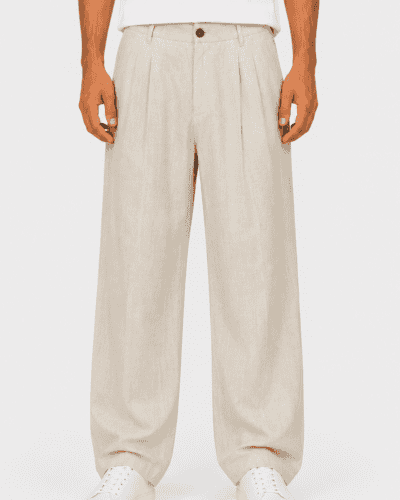 IMPERIAL Pantalone baggy da abito in lino PD3MLSJ Calce