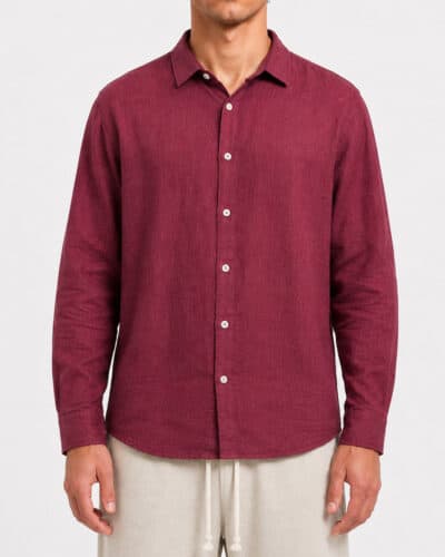 IMPERIAL Camicia regular in lino C1K6HQET05 Bordeaux