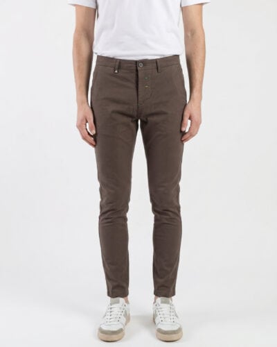 BERNA Pantalone chinos slim in lino WEMBLEY 261236 Caffe