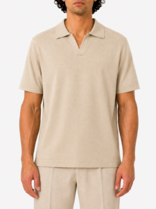 BERNA Polo regular a mezza manica con scollo a V 261047 Beige