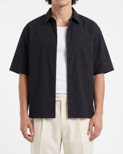 ESTASI Camicia in cotone leggero a M/M con colletto e bottoni LOS ANGELES Nero