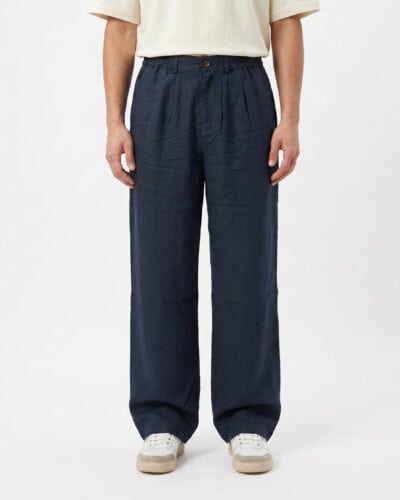 ESTASI Pantalone over in misto lino con gamba larga ed elastico in vita YAMAL LINO Blu