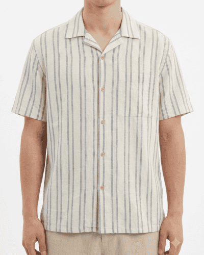 IMPERIAL Camicia in misto lino M/M rigata C81983599 Bianco/Blu
