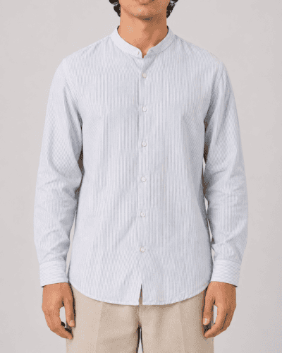 IMPERIAL Camicia regular con collo alla coreana rigata C5780320R Bianco/Azzurro