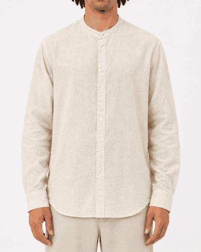 IMPERIAL Camicia regular in misto lino con collo alla coreana C82993LN02 Beige