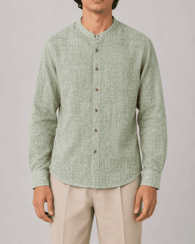 IMPERIAL Camicia regular serafino con collo alla coreana C64073417 Army