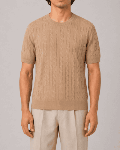 IMPERIAL Maglia regular girocollo lavorata in cotone M63723530G Beige