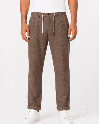 IMPERIAL Pantalone regular fit cropped con coulisse e pences P64043251U Fango