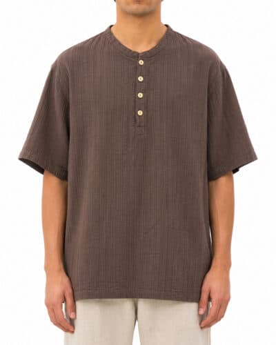IMPERIAL T-shirt over con tessuto da camicia e ricamo logo sul cuore T8588T428 Moro
