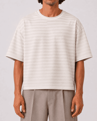 IMPERIAL T-shirt over cropped rigata TY51LDZ Ecrù/Fango