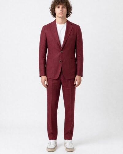 SEINSE Giacca da abito con due bottoni in lino GAE1132SS Rosso india
