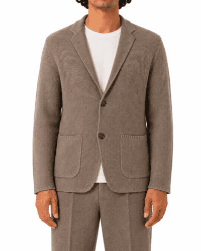 SEINSE Giacca regular in maglia in cotone leggero con tasche frontali ME3227SS Fango