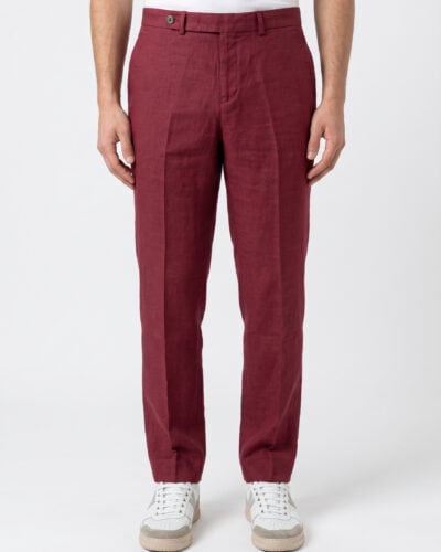 SEINSE Pantalone chinos da abito in lino con bottone laterale PSE1523SS Rosso india