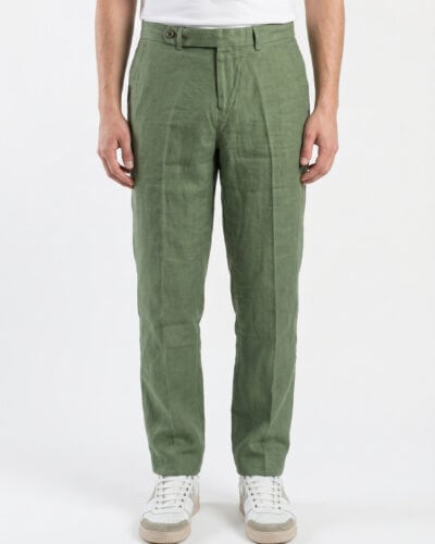 SEINSE Pantalone chinos da abito in lino con bottone laterale PSE1523SS Verde