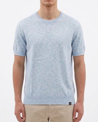 TELAMIRA Maglia girocollo a mezza manica in cotone BTM05 Azzurro