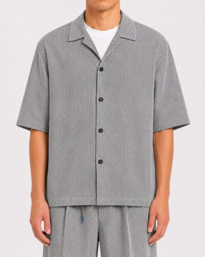 IMPERIAL Camicia over m/m rigata con colletto e bottoni da coordinato C1M1LBW Bianco/Blu
