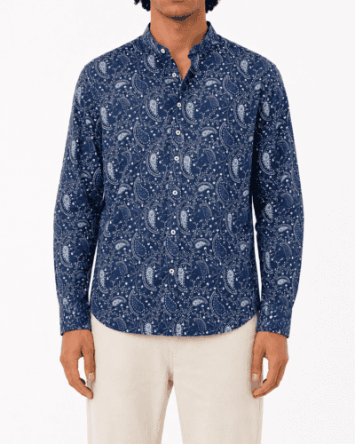 IMPERIAL Camicia regular con collo alla coreana e fantasia bandana C872634291 Blu