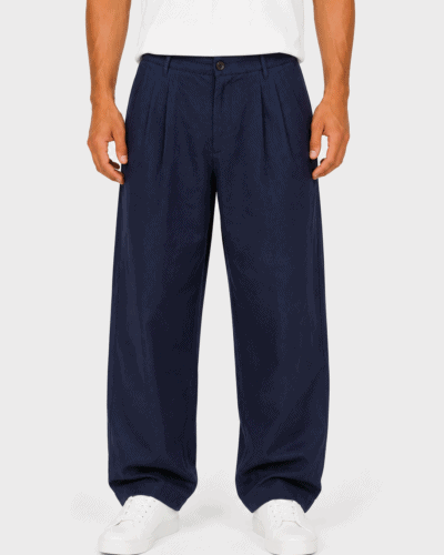IMPERIAL Pantalone baggy da abito in lino PD3MLSJ Navy