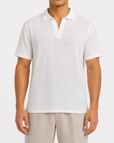 SEINSE Polo regular a mezza manica in cotone con scollo a v ME3195SS Off White